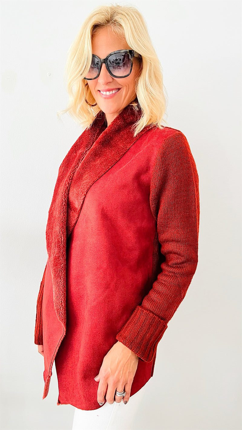 Ultra Soft Waterfall Cardigan - Rust-150 Cardigan Layers-ROUSSEAU-Coastal Bloom Boutique, find the trendiest versions of the popular styles and looks Located in Indialantic, FL