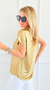 Glow Getter Cap Sleeve Top - Gold-110 Short Sleeve Tops-JODIFL-Coastal Bloom Boutique, find the trendiest versions of the popular styles and looks Located in Indialantic, FL