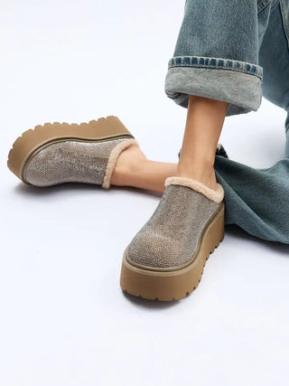 Rhinestone Platform Clog Mule