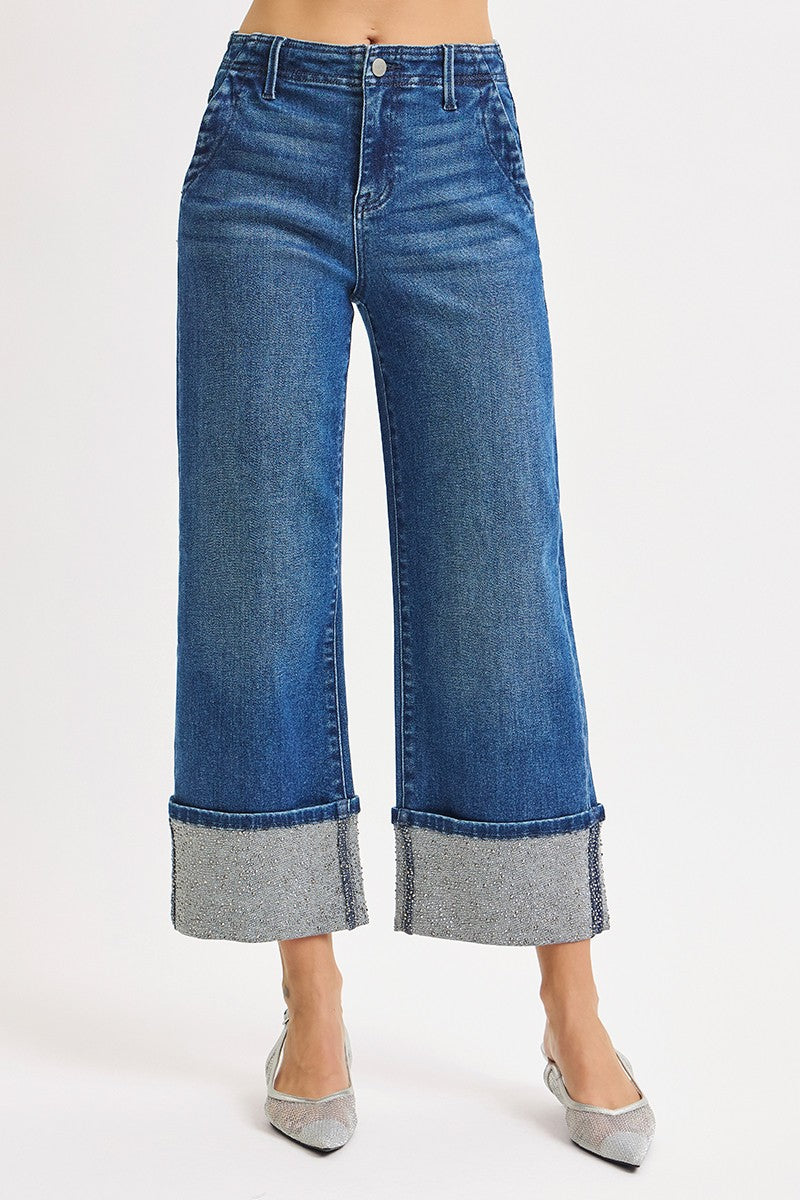 Glitter & Grit Ankle Cuffed Denim-190 Denim-Risen-Coastal Bloom Boutique, find the trendiest versions of the popular styles and looks Located in Indialantic, FL