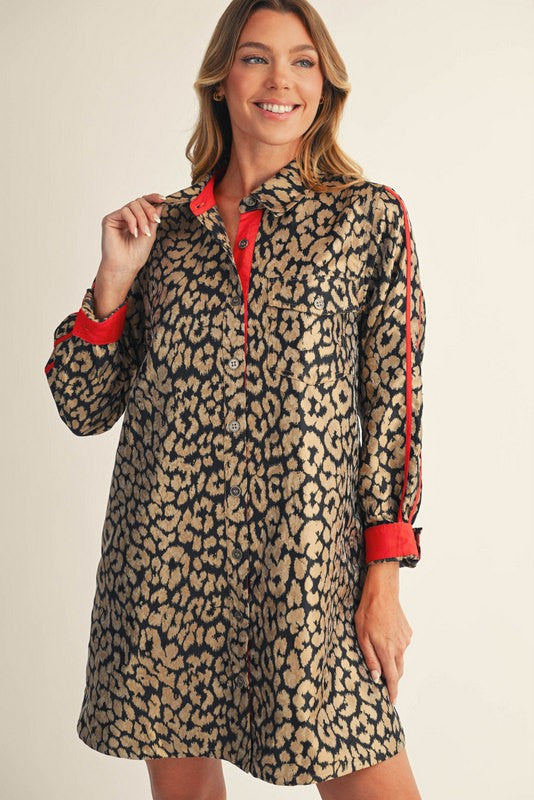 Wild Luxe Shirtdress-200 Dresses/Jumpsuits/Rompers-JODIFL-Coastal Bloom Boutique, find the trendiest versions of the popular styles and looks Located in Indialantic, FL