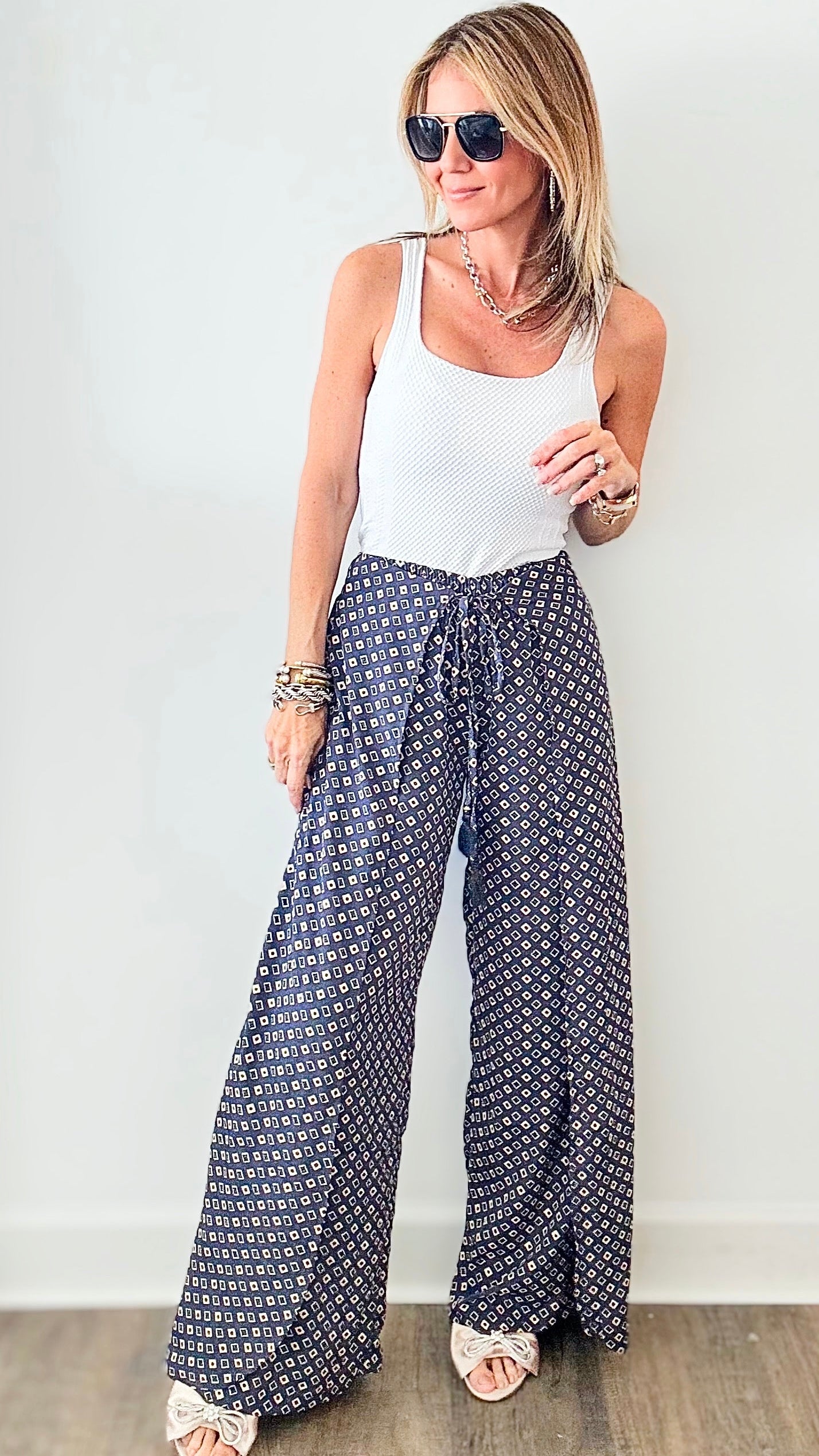 Postage Stamp Wrap Pants-170 Bottoms-Fashion Fuse-Coastal Bloom Boutique, find the trendiest versions of the popular styles and looks Located in Indialantic, FL