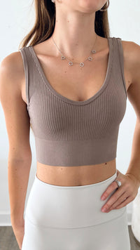 Crazy Beautiful Ribbed Bra - Vintage Khaki-220 Intimates-Elietian-Coastal Bloom Boutique, find the trendiest versions of the popular styles and looks Located in Indialantic, FL