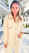 Whispered Trim Textured Jacket-160 Jackets-LA ROS-Coastal Bloom Boutique, find the trendiest versions of the popular styles and looks Located in Indialantic, FL