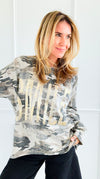 Happy Camo Italian Long Sleeve Top-110 Long Sleeve Tops-GI STUDIO-Coastal Bloom Boutique, find the trendiest versions of the popular styles and looks Located in Indialantic, FL