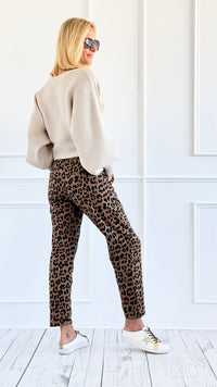 Leopard Luxe Drawstring Italian Joggers - Camel-180 Joggers-VENTI6 OUTLET-Coastal Bloom Boutique, find the trendiest versions of the popular styles and looks Located in Indialantic, FL