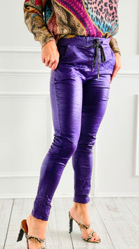 City Lights Faux Leather Italian Jogger- Purple-180 Joggers-SEE YOU IN ROME-Coastal Bloom Boutique, find the trendiest versions of the popular styles and looks Located in Indialantic, FL