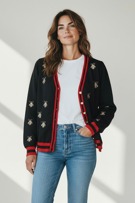 Regal Bee Knit Cardigan-150 Cardigans/Layers-Chasing Bandits-Coastal Bloom Boutique, find the trendiest versions of the popular styles and looks Located in Indialantic, FL