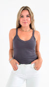 Isla Ribbed Cami - Ash Grey-220 Intimates-Zenana-Coastal Bloom Boutique, find the trendiest versions of the popular styles and looks Located in Indialantic, FL