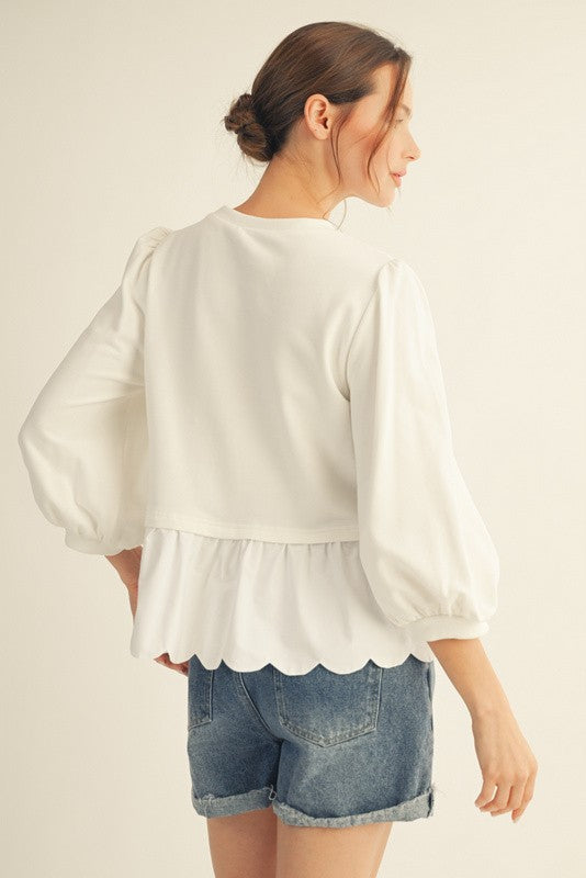 Soft Spoken Scallop Top