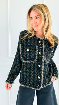 Radiance Edge Italian Jacket- Black-150 Cardigans/Layers-Italianissimo-Coastal Bloom Boutique, find the trendiest versions of the popular styles and looks Located in Indialantic, FL