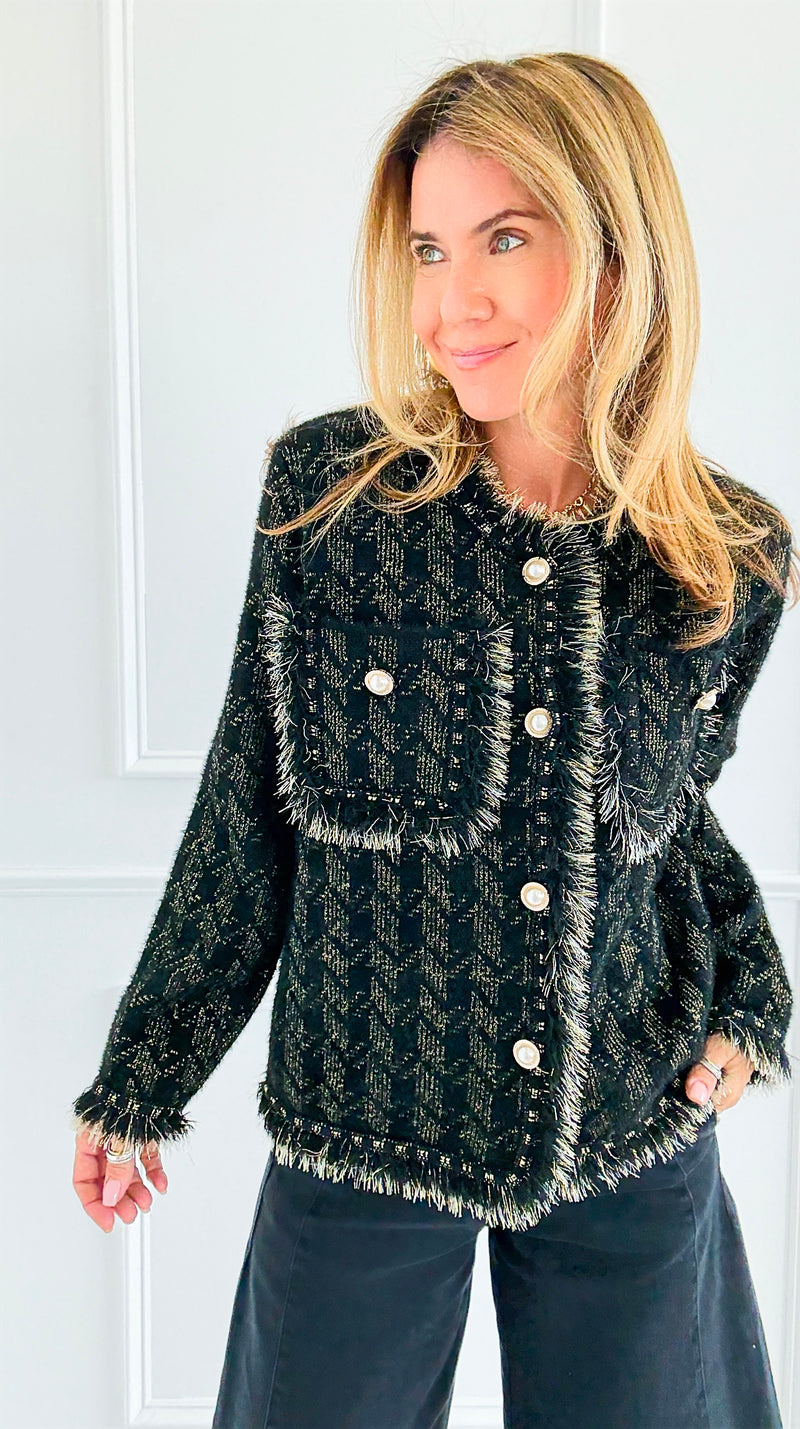 Radiance Edge Italian Jacket- Black-150 Cardigans/Layers-Italianissimo-Coastal Bloom Boutique, find the trendiest versions of the popular styles and looks Located in Indialantic, FL