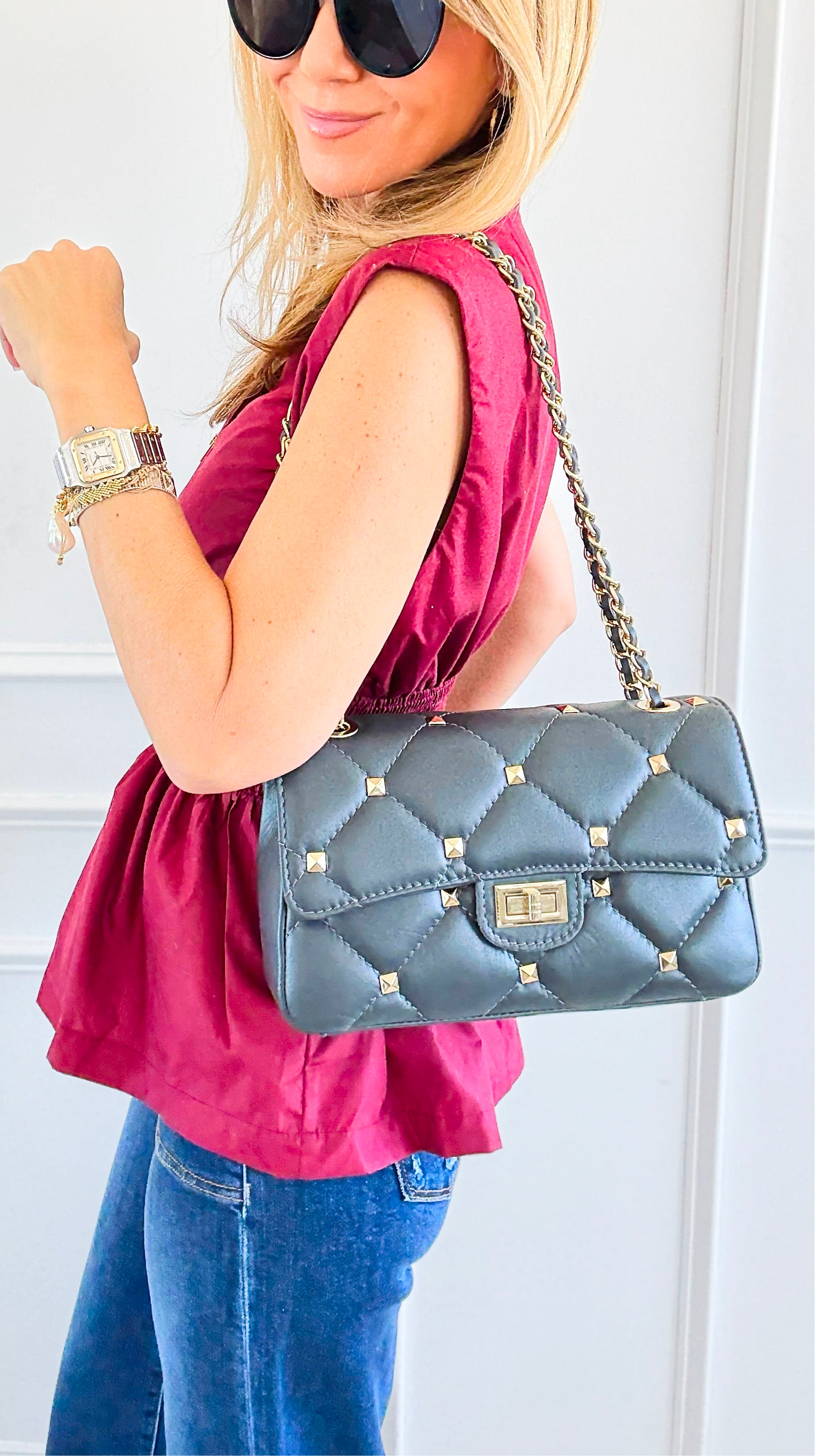 Italian Quilted Flap Bag-240 Bags-DEDA LEATHER-Coastal Bloom Boutique, find the trendiest versions of the popular styles and looks Located in Indialantic, FL