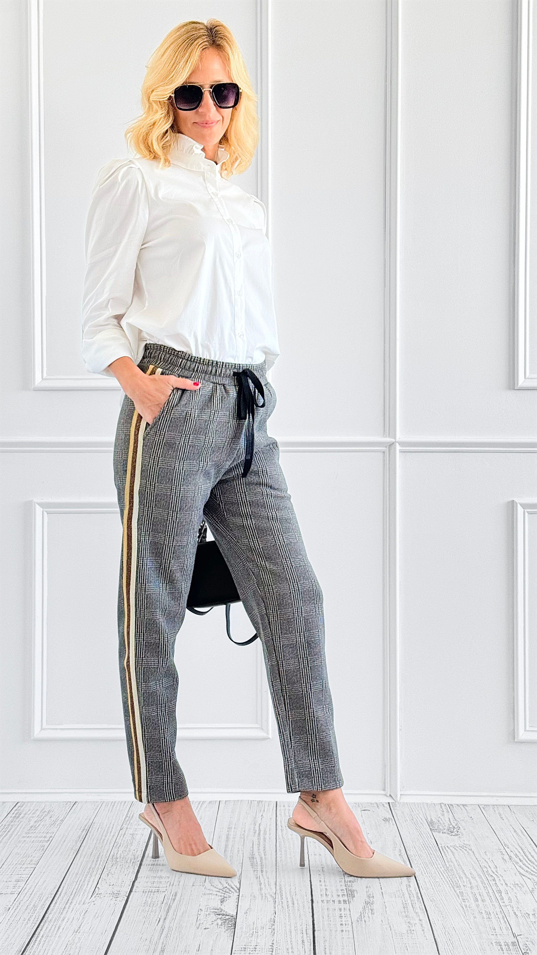 Tailored Check Pants-170 Bottoms-mystree-Coastal Bloom Boutique, find the trendiest versions of the popular styles and looks Located in Indialantic, FL