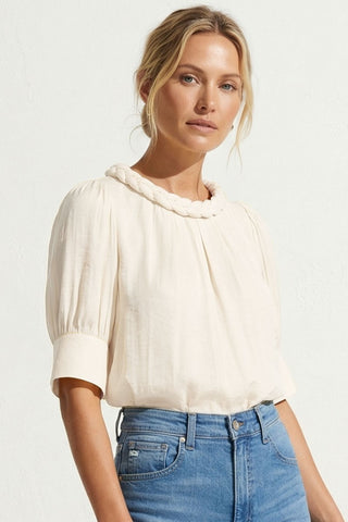 Braided Neck Blouse Top