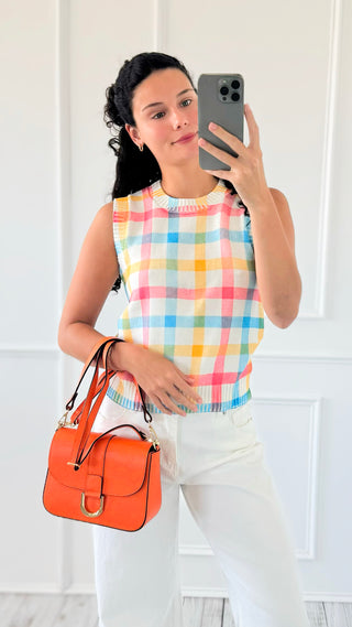 Pastel Plaid Sweater Top