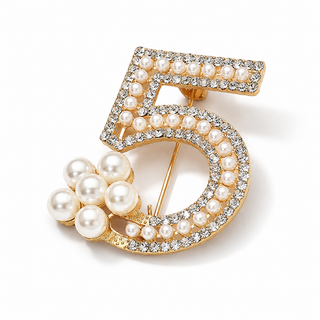 Pearl Number Brooch