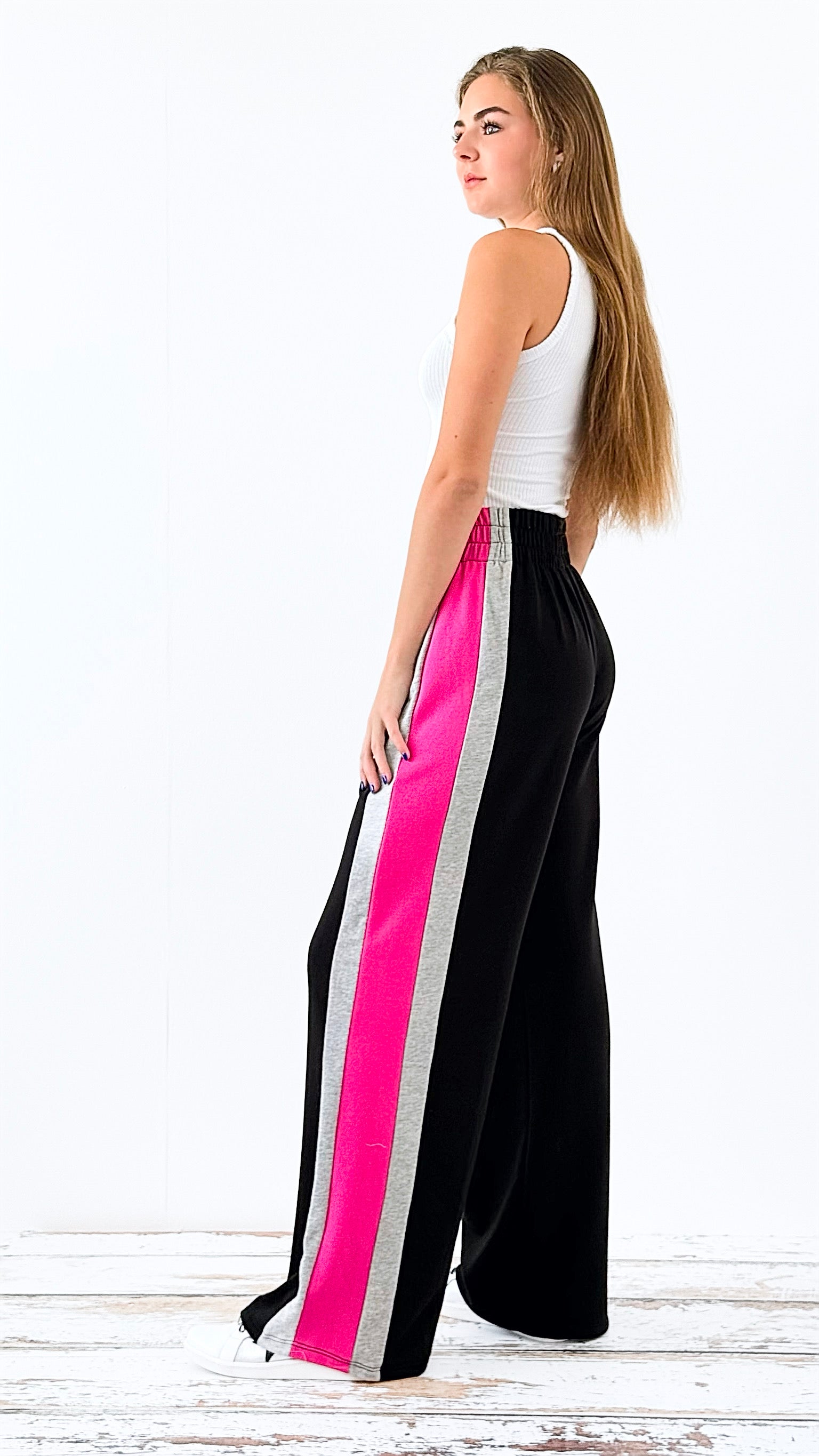 Sporty Wide-Leg Track Jogger Pants-180 Joggers-minco-Coastal Bloom Boutique, find the trendiest versions of the popular styles and looks Located in Indialantic, FL