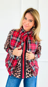 Plaid Printed Padded Vest - Red-150 Cardigans/Layers-Jodifl-Coastal Bloom Boutique, find the trendiest versions of the popular styles and looks Located in Indialantic, FL
