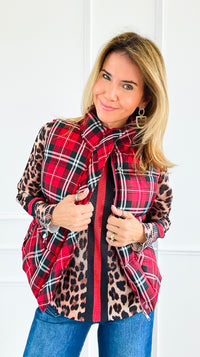 Plaid Printed Padded Vest - Red-150 Cardigans/Layers-Jodifl-Coastal Bloom Boutique, find the trendiest versions of the popular styles and looks Located in Indialantic, FL