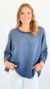 Vintage Terry Italian Sweatshirt- Denim Blue-140 Sweaters-Italianissimo-Coastal Bloom Boutique, find the trendiest versions of the popular styles and looks Located in Indialantic, FL