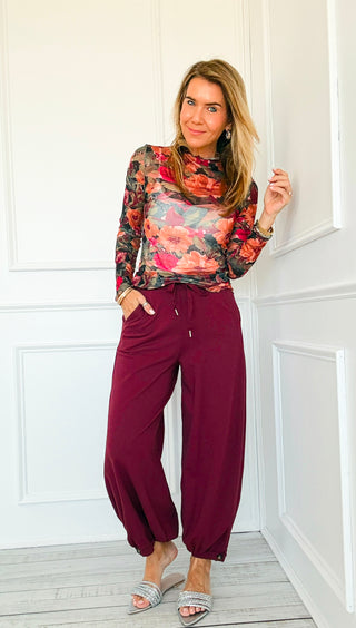 Cancelled Plans Italian Jogger Pant - Burgundy