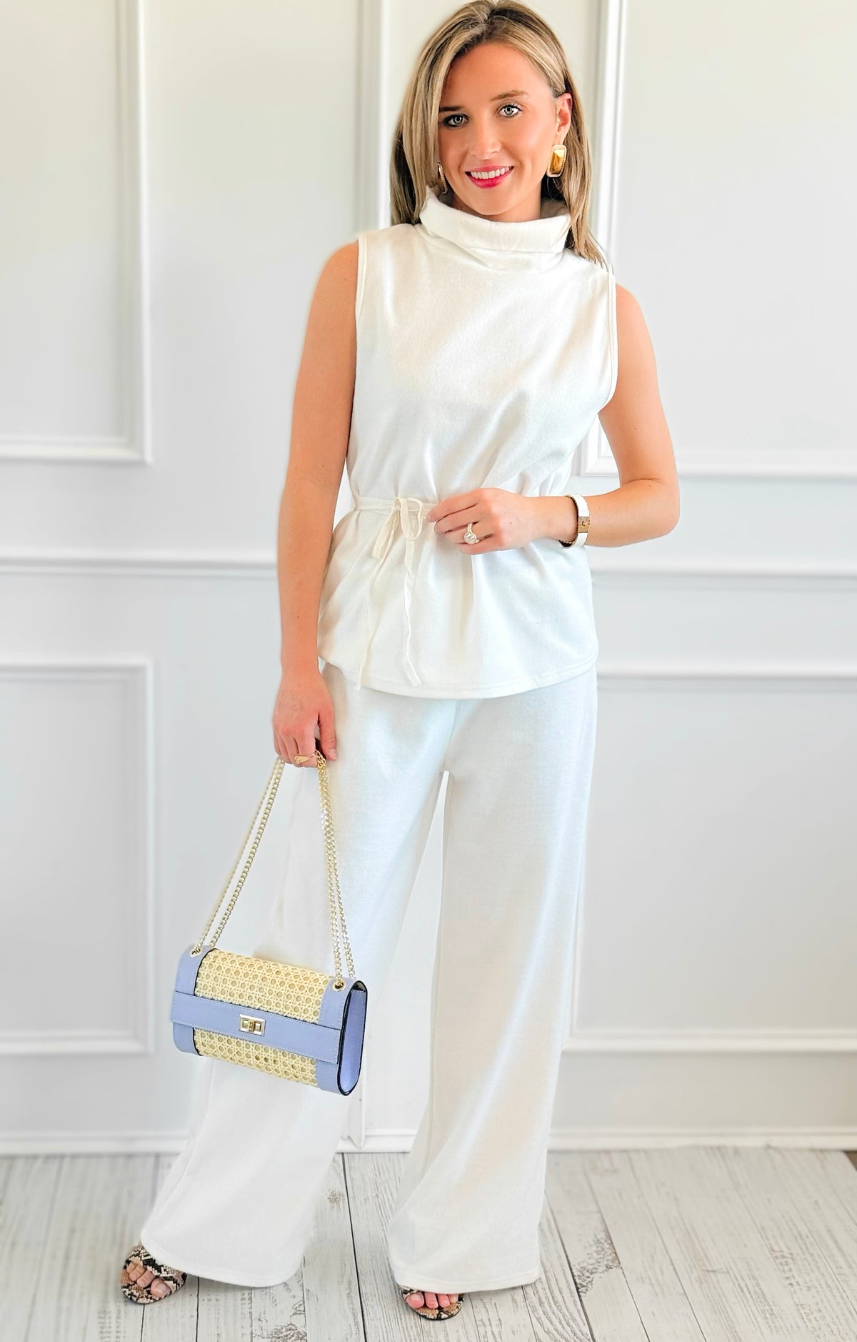 Sunset Fleece Lounge Set - White-210 Loungewear/Sets-ARYEH-Coastal Bloom Boutique, find the trendiest versions of the popular styles and looks Located in Indialantic, FL