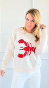 Coastal Charm Lobster Sweater-150 Cardigans/Layers-Bailey Rose-Coastal Bloom Boutique, find the trendiest versions of the popular styles and looks Located in Indialantic, FL