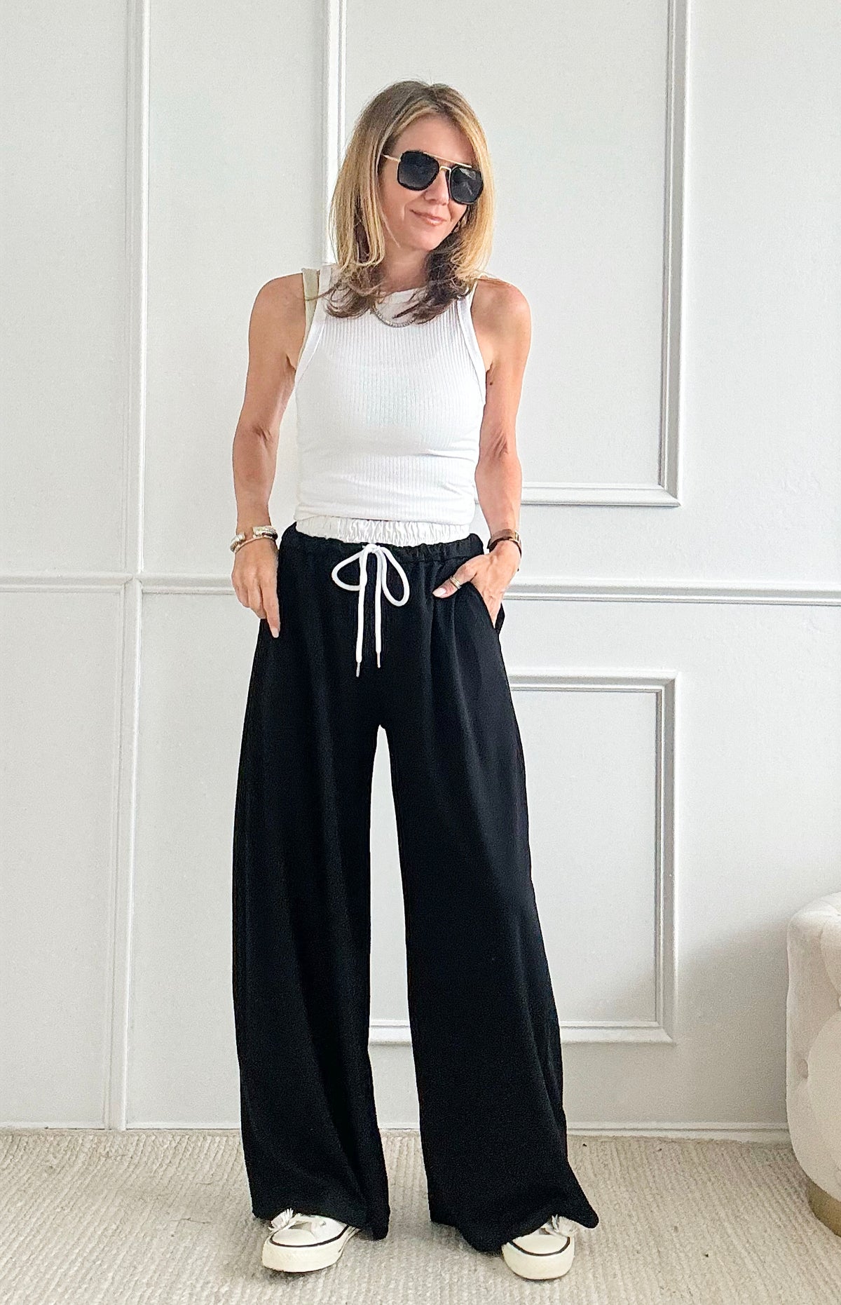 Doppio Italian Statement Palazzos - Black-pants-Italianissimo-Coastal Bloom Boutique, find the trendiest versions of the popular styles and looks Located in Indialantic, FL