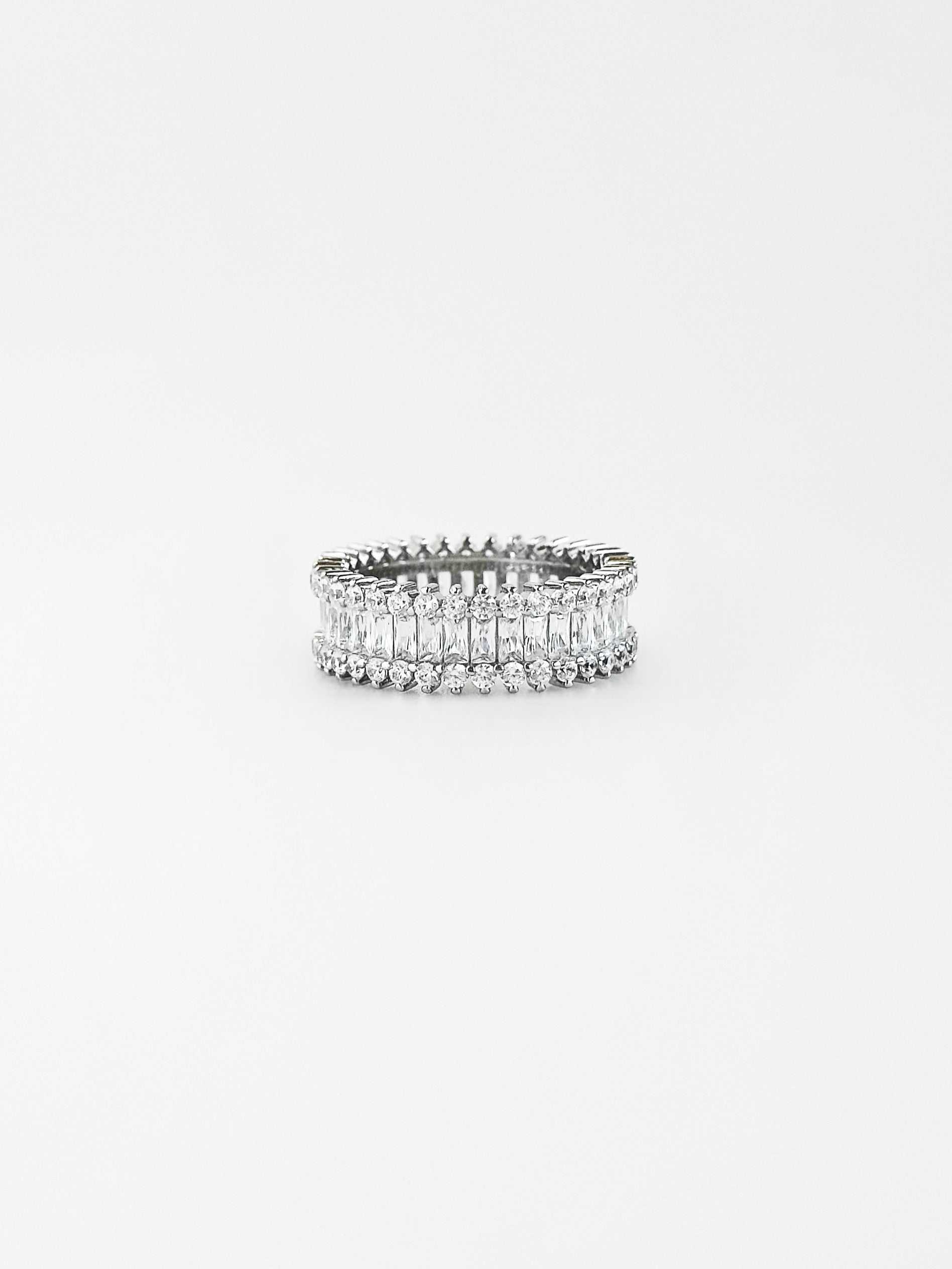 Sterling Silver CZ Station Baguette Band Ring-230 Jewelry-NYC-Coastal Bloom Boutique, find the trendiest versions of the popular styles and looks Located in Indialantic, FL
