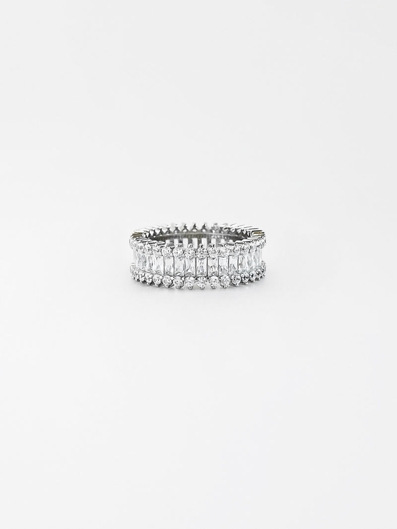 Sterling Silver CZ Station Baguette Band Ring-230 Jewelry-NYC-Coastal Bloom Boutique, find the trendiest versions of the popular styles and looks Located in Indialantic, FL