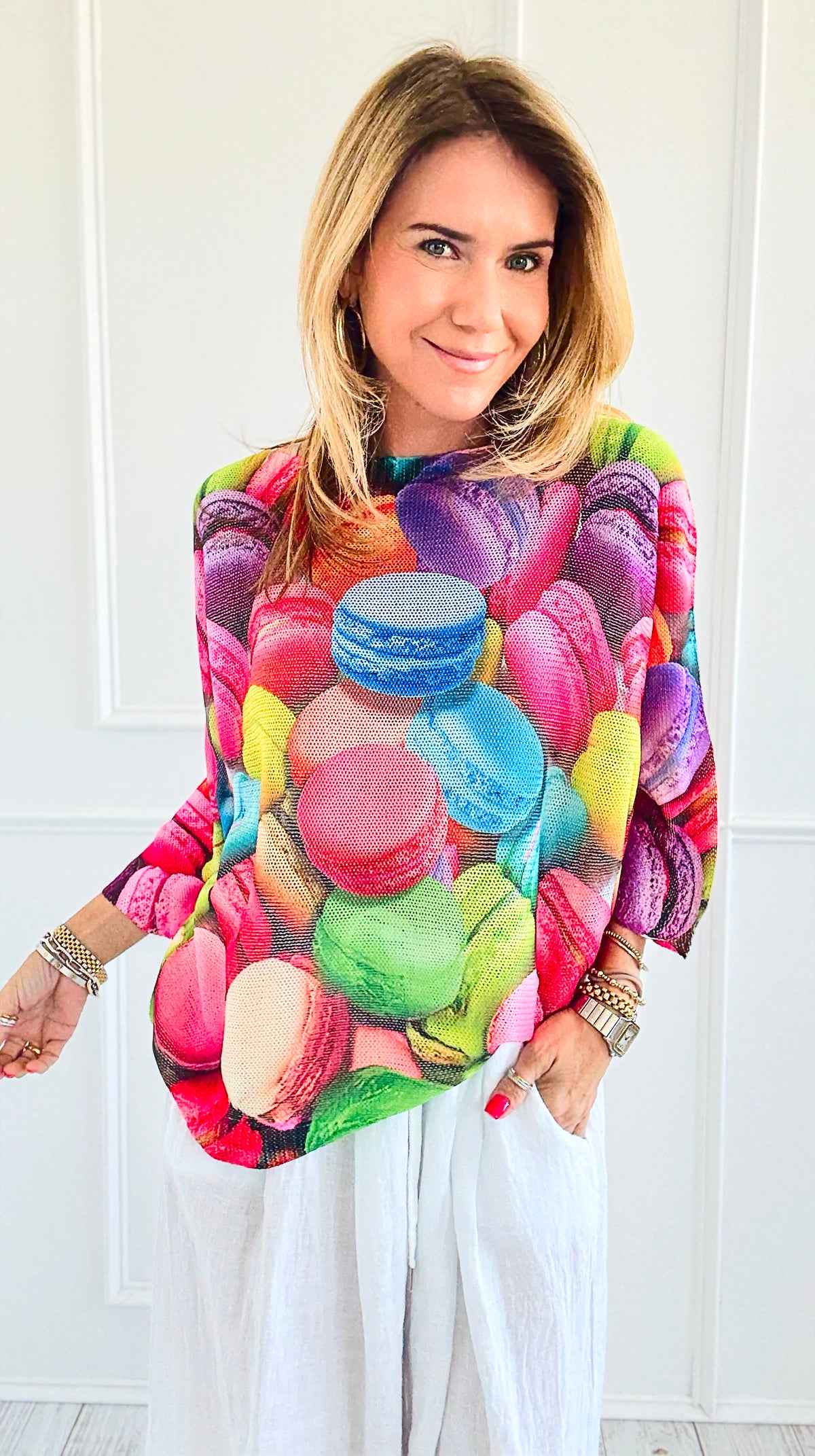 Macaron Short Sleeve Italian St Tropez Knit-140 Sweaters-Italianissimo-Coastal Bloom Boutique, find the trendiest versions of the popular styles and looks Located in Indialantic, FL