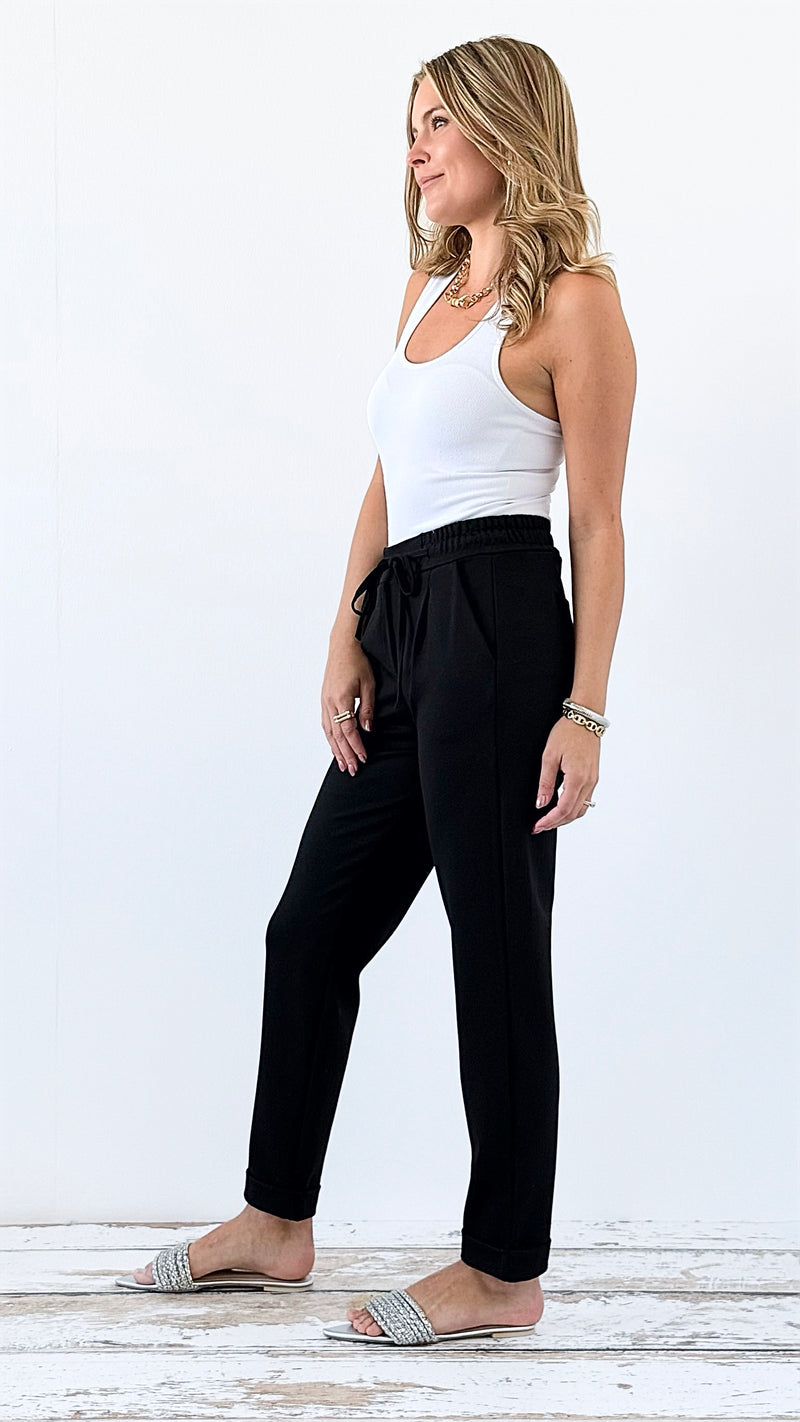 Versatile Vibe Italian Joggers - Black-180 Joggers-Italianissimo-Coastal Bloom Boutique, find the trendiest versions of the popular styles and looks Located in Indialantic, FL