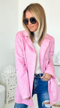 Solid Collar Coat - Pink-160 Jackets-Love Tree Fashion-Coastal Bloom Boutique, find the trendiest versions of the popular styles and looks Located in Indialantic, FL