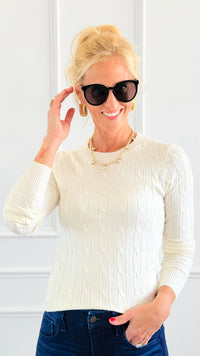 Hailey Knit Pullover Top - Ivory-140 Sweaters-Cielo-Coastal Bloom Boutique, find the trendiest versions of the popular styles and looks Located in Indialantic, FL