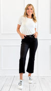 Flared Elegance Cropped Pants - Black-170 Bottoms-YELETE-Coastal Bloom Boutique, find the trendiest versions of the popular styles and looks Located in Indialantic, FL