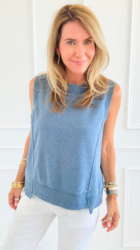 Faded Pulse Sleeveless Sweatshirt-100 Sleeveless Tops-RAE MODE-Coastal Bloom Boutique, find the trendiest versions of the popular styles and looks Located in Indialantic, FL