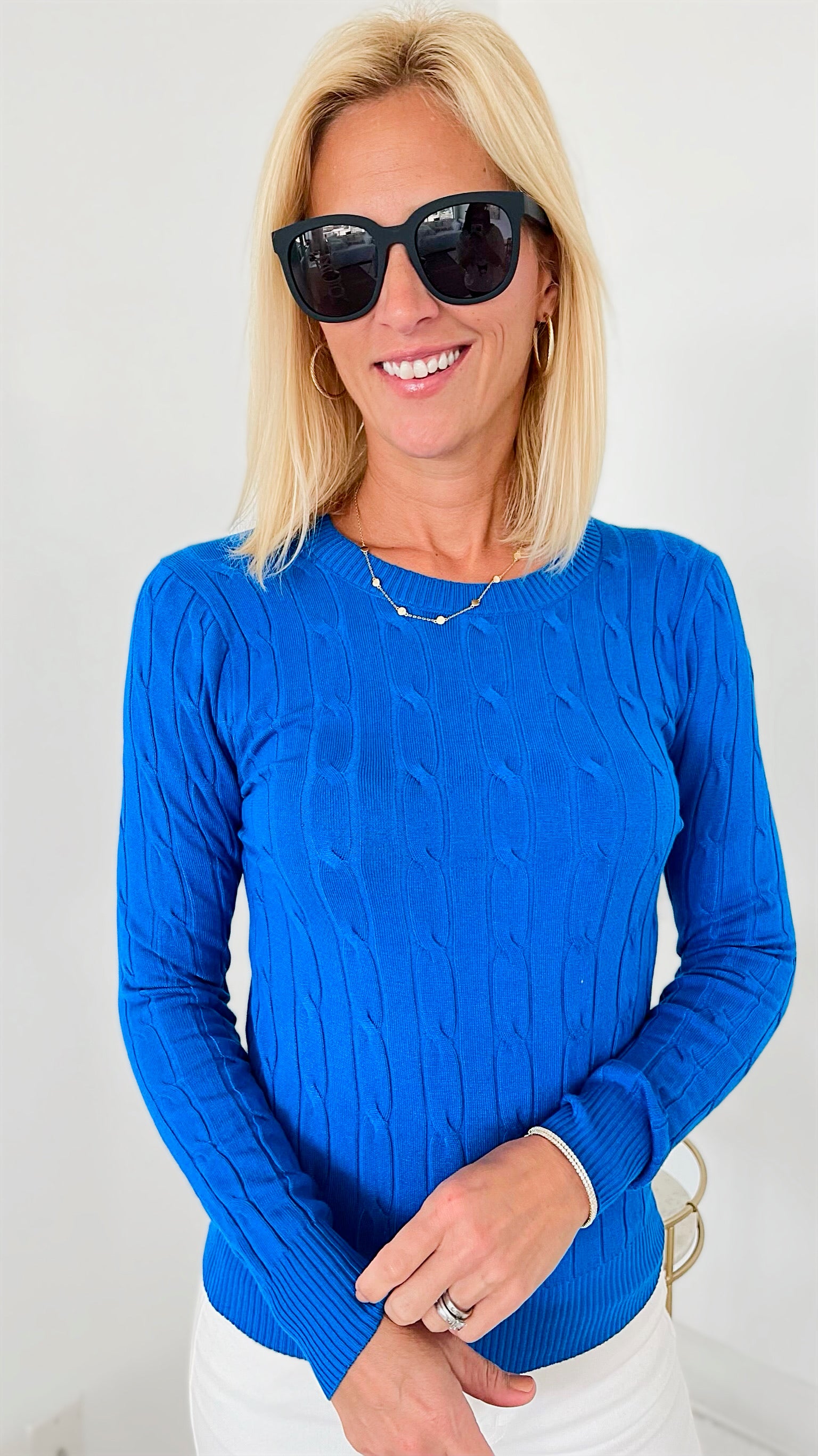 Hailey Knit Pullover Top- Royal Blue-130 Long Sleeve Tops-CIELO-Coastal Bloom Boutique, find the trendiest versions of the popular styles and looks Located in Indialantic, FL
