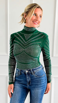 Emerald Radiance Bodysuit Top-110 Long Sleeve Tops-7Mango7-Coastal Bloom Boutique, find the trendiest versions of the popular styles and looks Located in Indialantic, FL