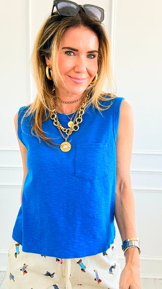 Relaxed Sleeveless Everyday Tank - Cobalt Blue