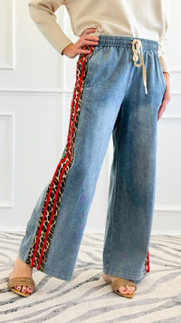 Wild Edge Wide-Leg Denim Pants - Red-190 Denim-JODIFL-Coastal Bloom Boutique, find the trendiest versions of the popular styles and looks Located in Indialantic, FL