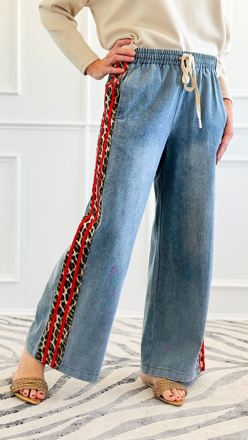 Wild Edge Wide-Leg Denim Pants - Red-190 Denim-JODIFL-Coastal Bloom Boutique, find the trendiest versions of the popular styles and looks Located in Indialantic, FL