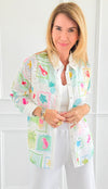 Seashell Souvenir Button Down Top-110 Long Sleeve Tops-Taelynn-Coastal Bloom Boutique, find the trendiest versions of the popular styles and looks Located in Indialantic, FL