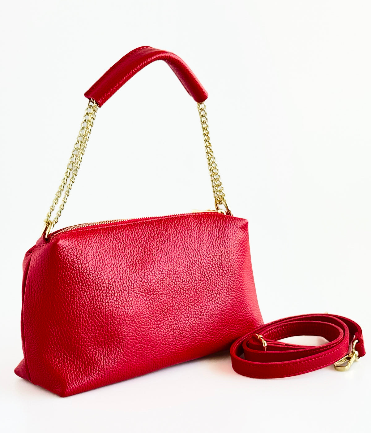 Italian Chain Reaction Cross Body Bag -Red-240 Bags-DEDA LEATHER-Coastal Bloom Boutique, find the trendiest versions of the popular styles and looks Located in Indialantic, FL