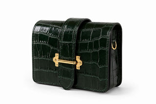 Embossed Leather Italian Level Up Crossbody Bag - Dark Green