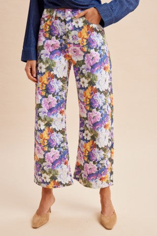 Floral Barrel Leg Crop Jean
