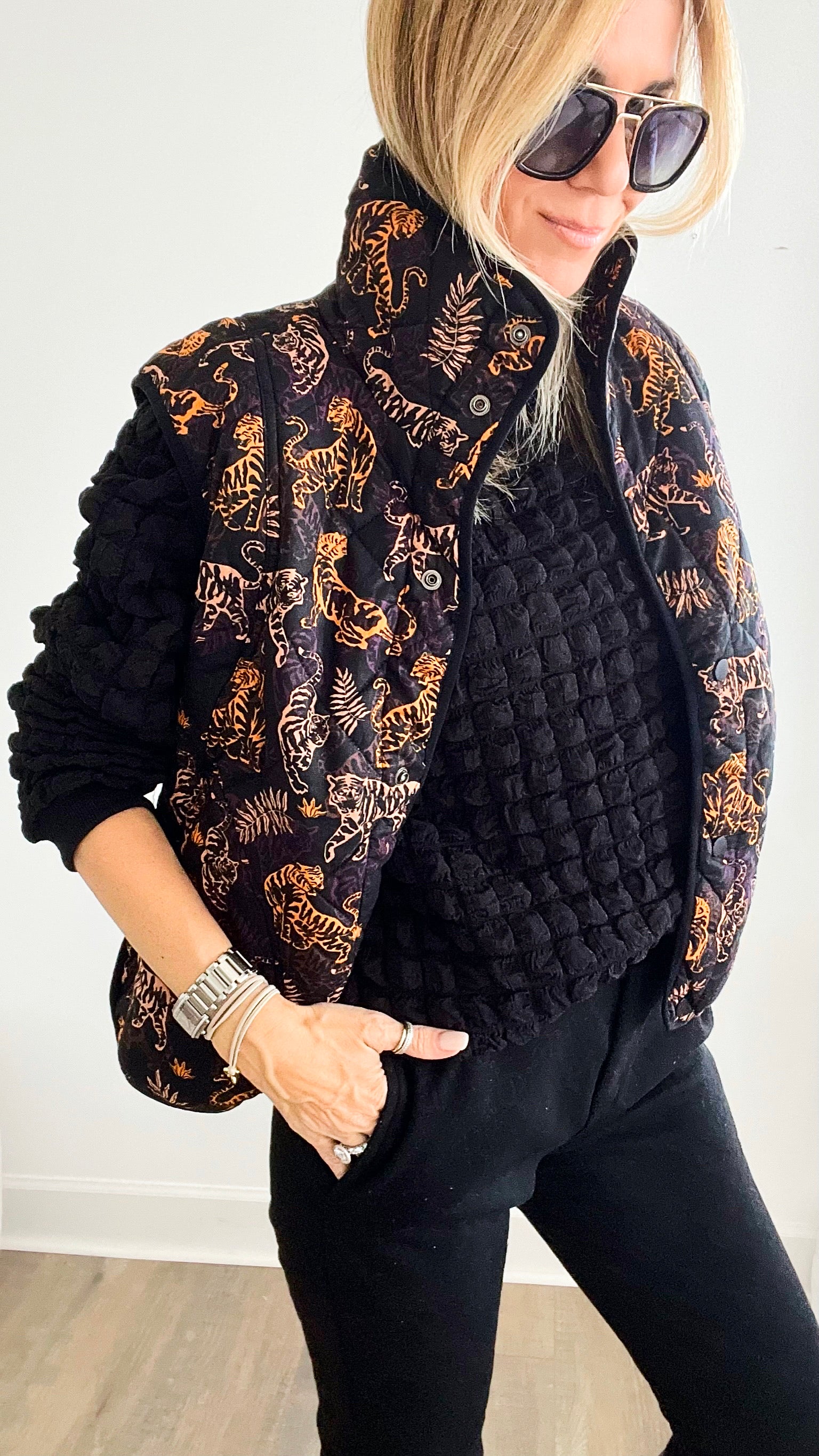 Wild Quilted Vest - Black-160 Jackets-BIBI-Coastal Bloom Boutique, find the trendiest versions of the popular styles and looks Located in Indialantic, FL