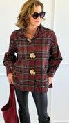 Plaid Petals Corduroy Italian Blouse-110 Long Sleeve Tops-TATTOO Z-Coastal Bloom Boutique, find the trendiest versions of the popular styles and looks Located in Indialantic, FL