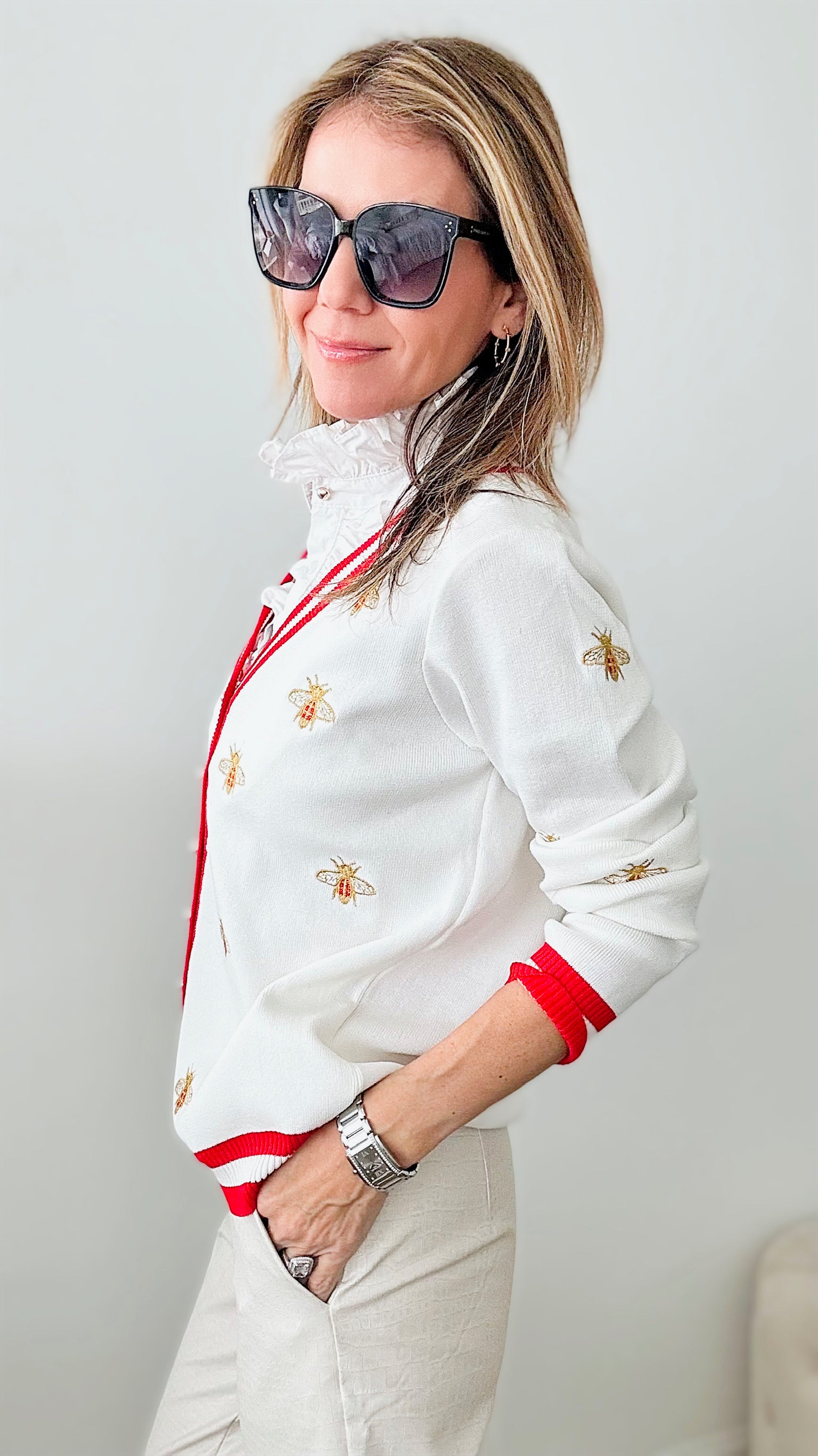 Here’s the Buzz Pearl Button Cardigan - White-150 Cardigan Layers-Chasing Bandits/ CEZELE-Coastal Bloom Boutique, find the trendiest versions of the popular styles and looks Located in Indialantic, FL