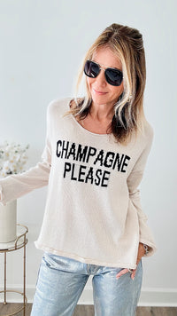 "Champagne Please" Knit Lightweight Sweater - Beige-140 Sweaters-Miracle-Coastal Bloom Boutique, find the trendiest versions of the popular styles and looks Located in Indialantic, FL